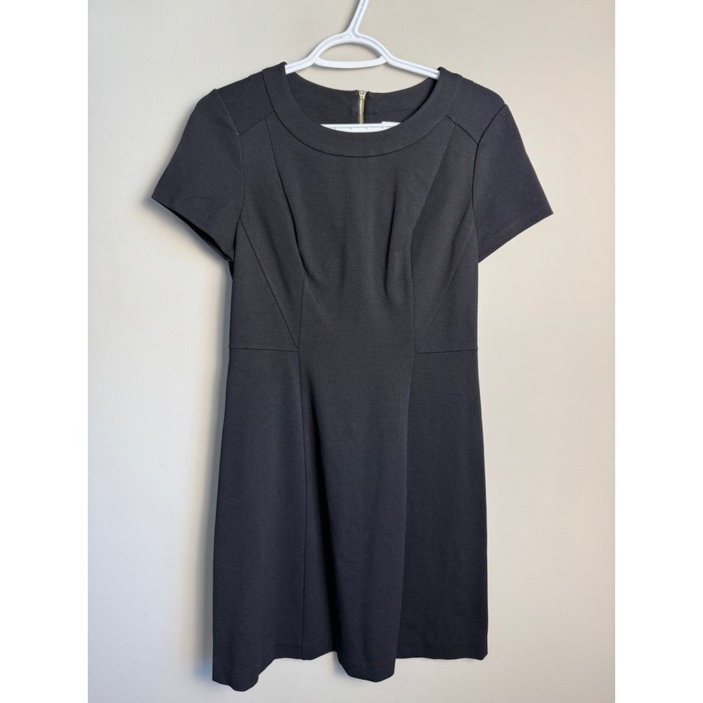 Eliza J Womens Black Ponte Knit Sheath Dress 6 LBD Professional Career Chic